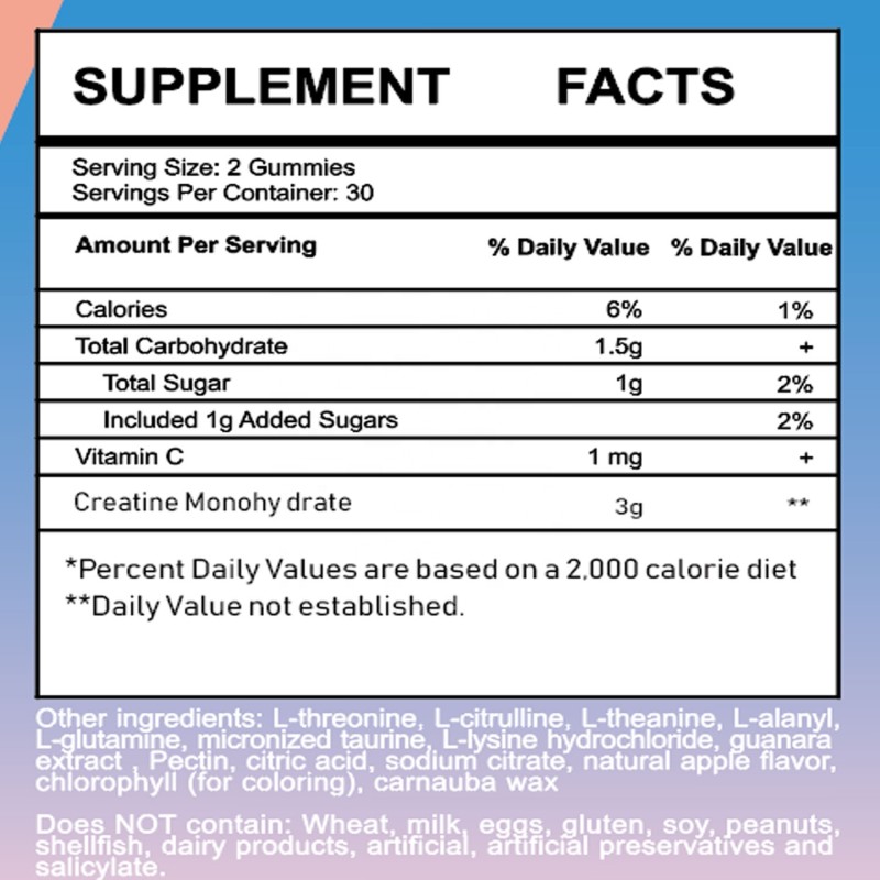Creatine Gummies Manufacturer - OEM/ODM Monohydrate Support Energy Sports 3000mg Muscle Builder