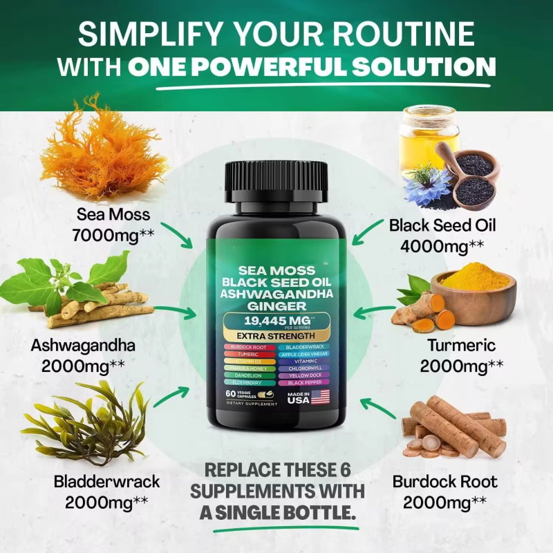 Herbal Capsules Factory - Private Label Supplement Bladderwrack Burdock Ginger Sea Moss Shilajit