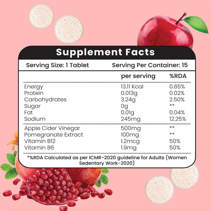 Apple Cider Vinegar Tablets Manufacturer - Private Label Support 15 Effervescent Promote Digestion