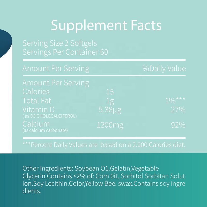 Calcium Vitamin D3 Softgels - OEM ODM 1200mg Immune Support Bone Health