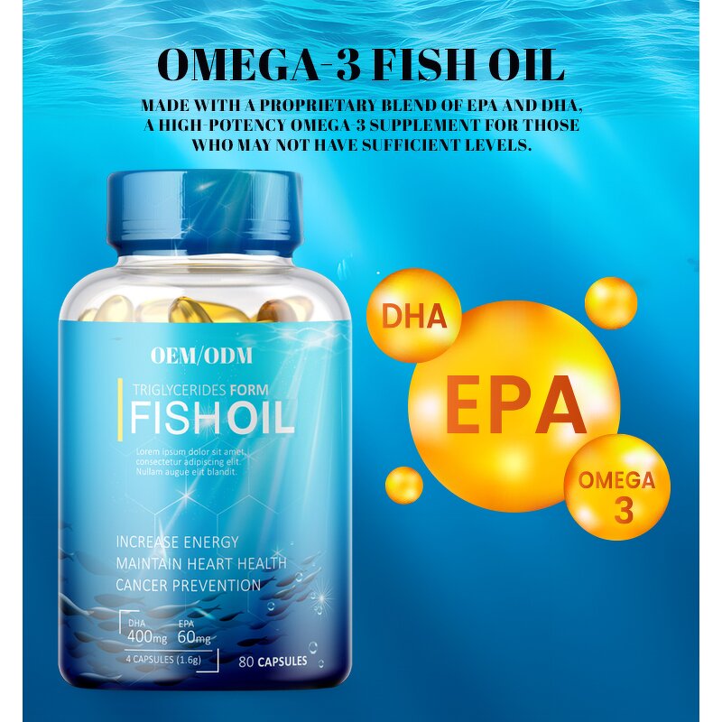 Omega 3 Fish Oil Softgels - OEM ODM 1200mg EPA DHA Deep Sea Supplement Adults
