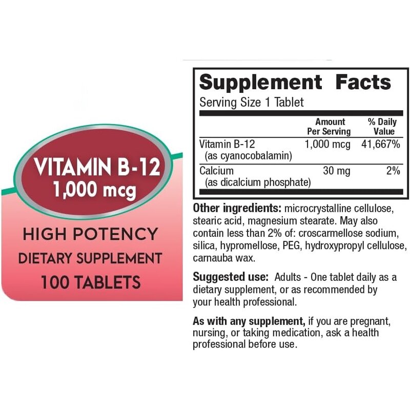 Vitamin B12 Tablets - Private Label 1000mcg Chewable Energy Support Adults Teens