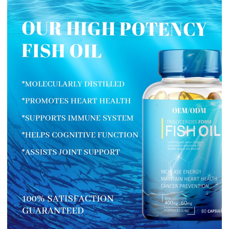 Omega 3 Fish Oil Softgels - OEM ODM 1200mg EPA DHA Deep Sea Supplement Adults