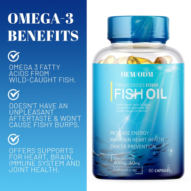 Omega 3 Fish Oil Softgels - OEM ODM 1200mg EPA DHA Deep Sea Supplement Adults