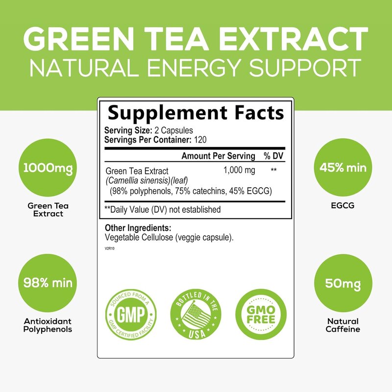 Green Tea Extract Capsules - OEM Factory Antioxidant Immune Heart Support Adults