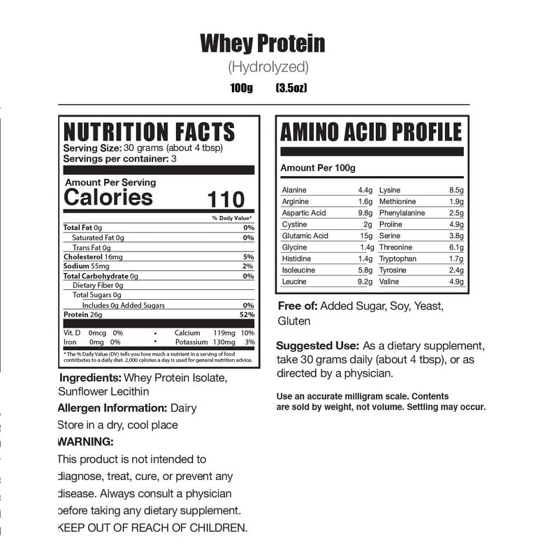 Hydrolyzed Whey Protein Powder - Private Label Unflavored Muscle Growth Sport
