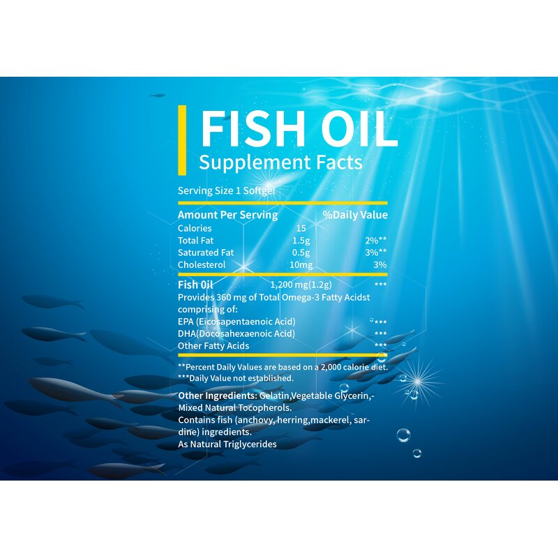 Omega 3 Fish Oil Softgels - OEM ODM 1200mg EPA DHA Deep Sea Supplement Adults
