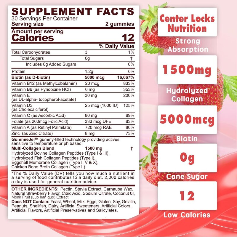 Multi Collagen Gummies - Types I II III V X Biotin Skin Whitening Hair Growth