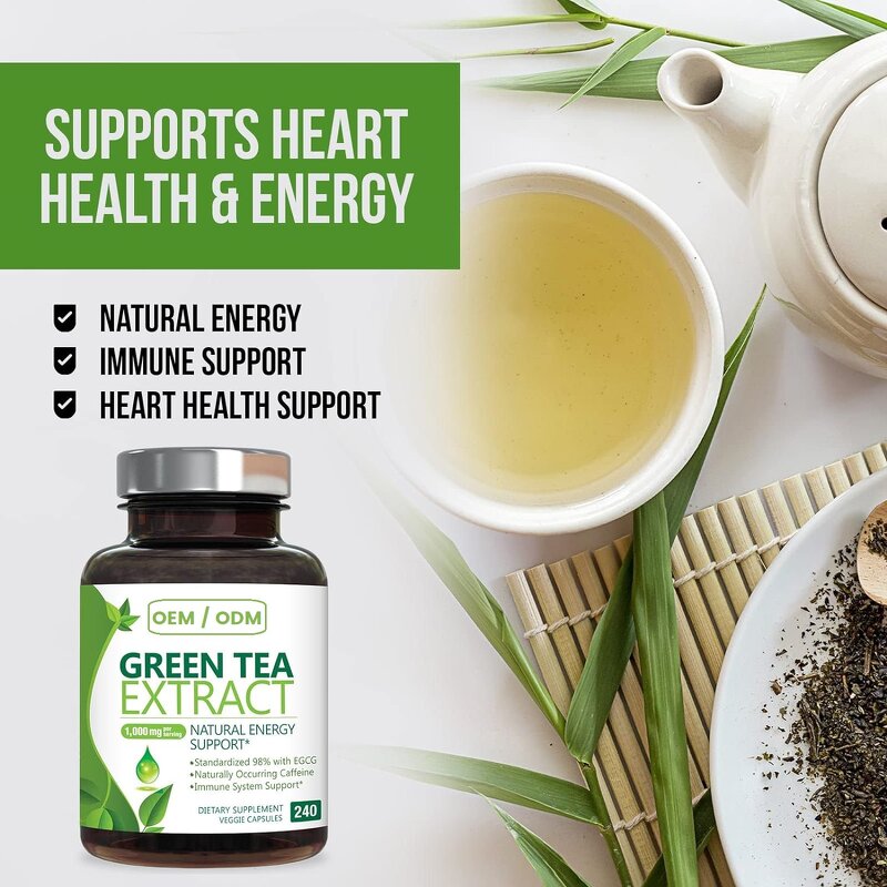 Green Tea Extract Capsules - OEM Factory Antioxidant Immune Heart Support Adults