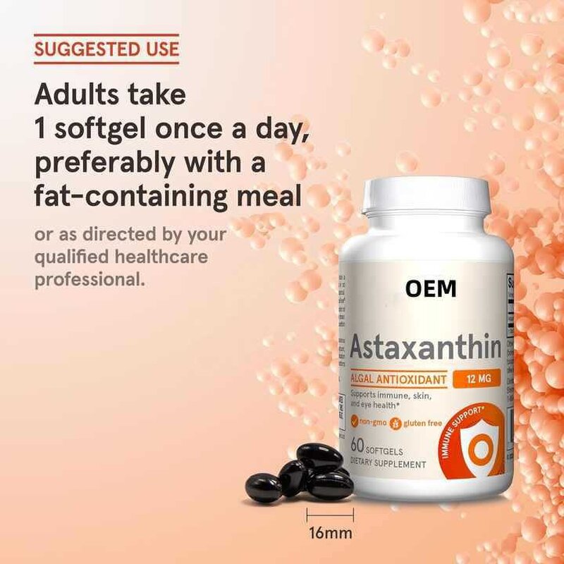 Astaxanthin Softgels - OEM ODM Customized 12mg Healthcare Supplement