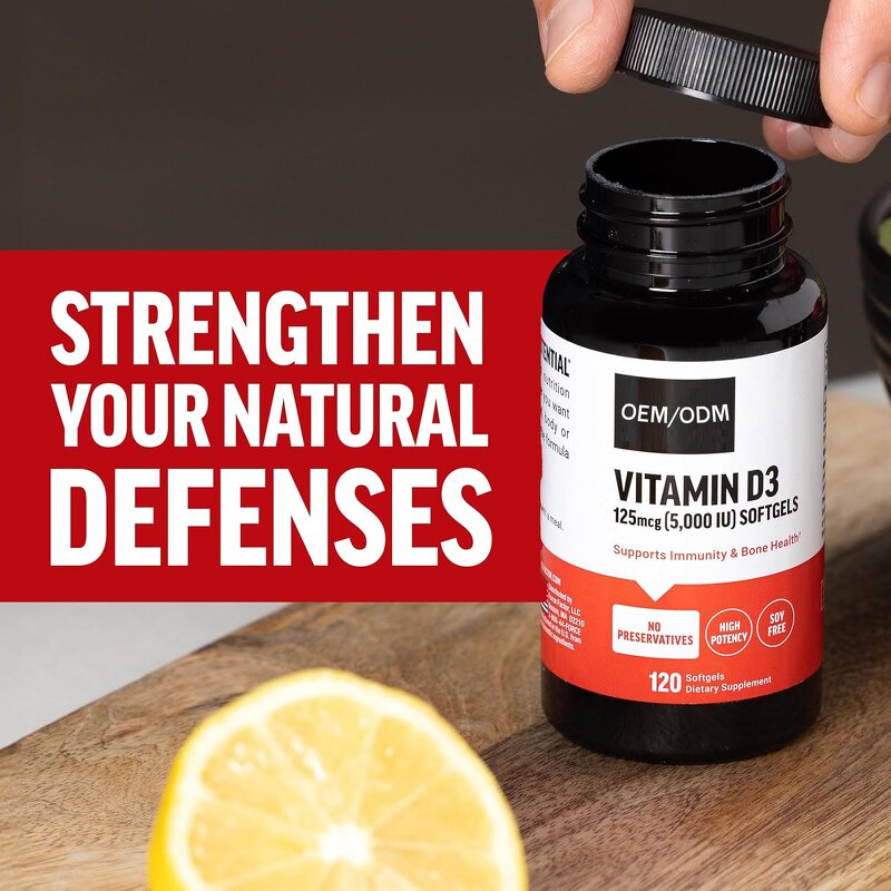 Vitamin D3 Softgels - Custom Logo 5000iu Strong Bones Teeth Adult Supplement