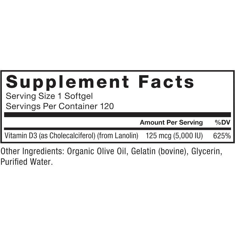 Vitamin D3 Softgels - Custom Logo 5000iu Strong Bones Teeth Adult Supplement