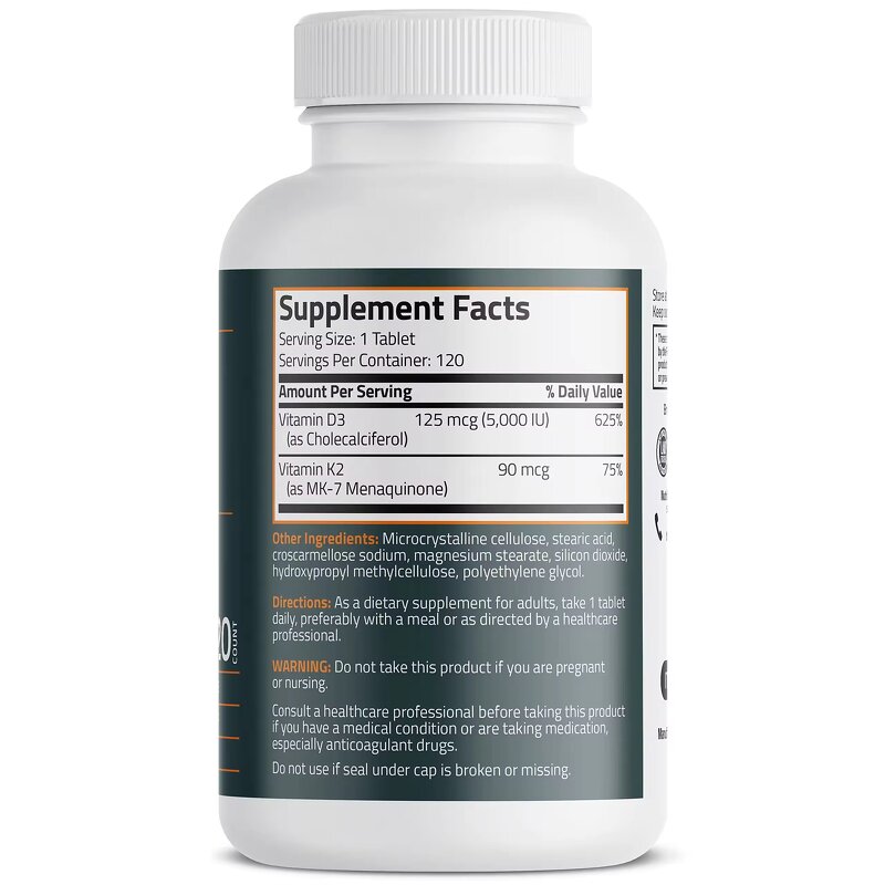 Vitamin D3 K2 Tablets - OEM ODM Vegan 5000iu MK7 Bone Support Adults