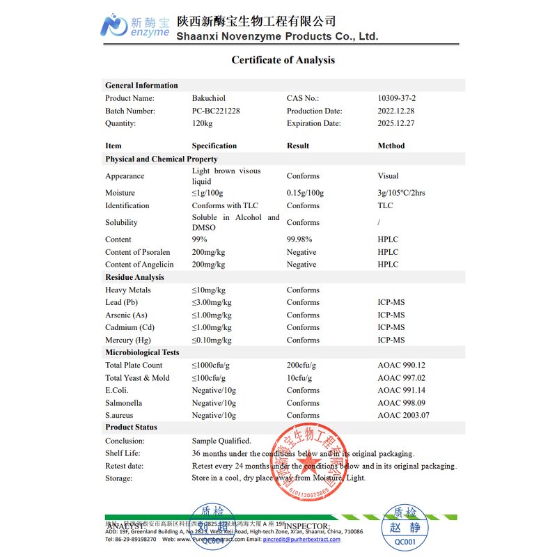 Bakuchiol Oil Manufacturer - Natural Psoralea Corylifolia Fruit Seed Extract Liquid 98%