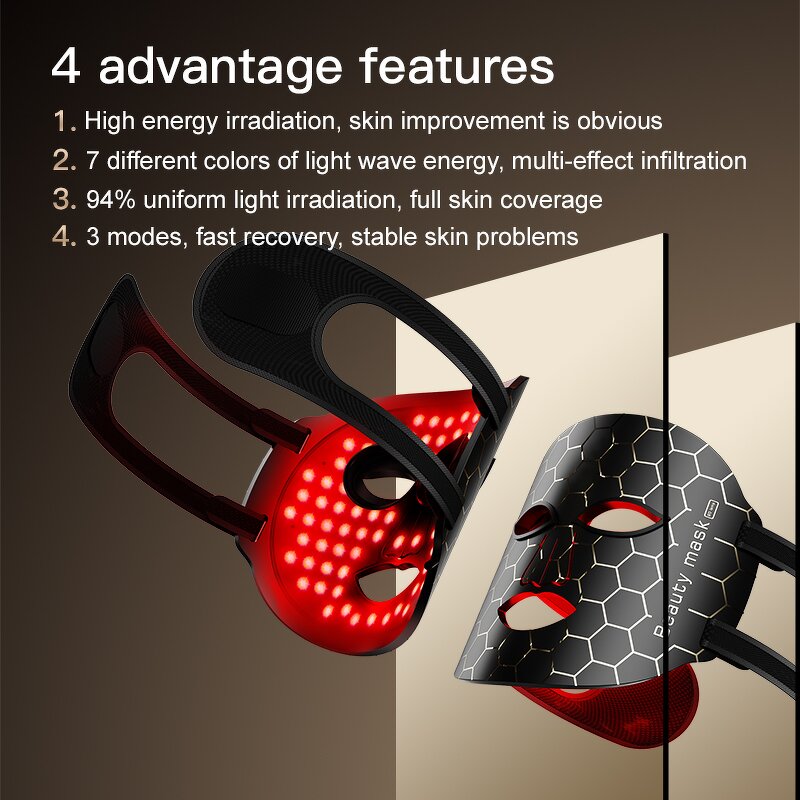 7 Spectrum LED Facial Mask - OEM Service Silicone Light Therapy Device