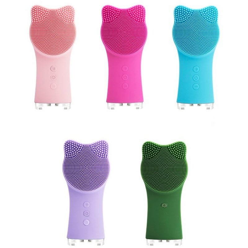 Cat-Ear Ultrasonic Cleanser - Hot Sale Silicone Facial Brush Heating Massage