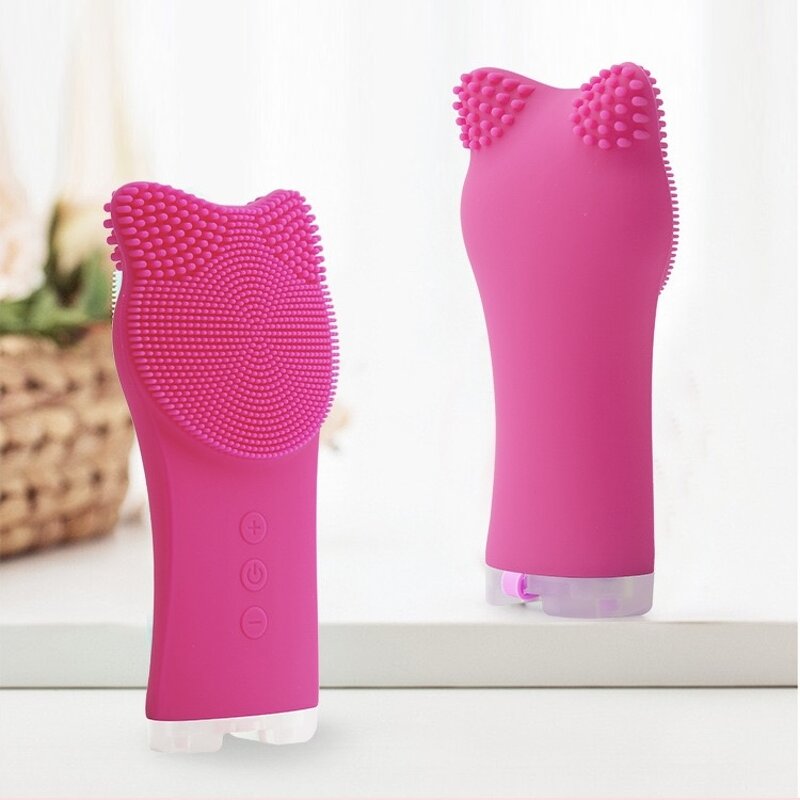 Cat-Ear Ultrasonic Cleanser - Hot Sale Silicone Facial Brush Heating Massage
