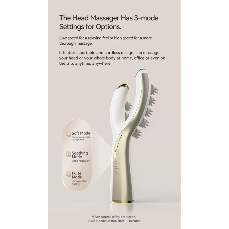 Electric Scalp Massager Brush - Rechargeable Head Stimulator for Hair Growth Relaxation