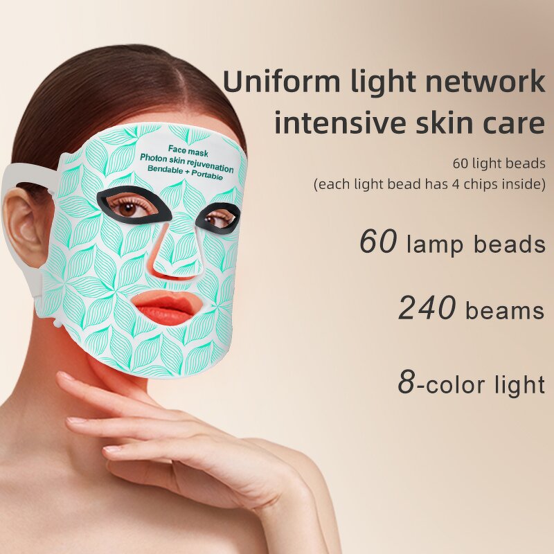 Wireless 8 Color LED Mask - Home Spa Silicon Infrared 850nm 630nm Red Light Therapy
