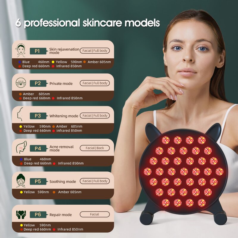 Red Light Therapy Panel - Phototherapy Spa Six Modes 185 Led Beads Pain Relief Acne Removal