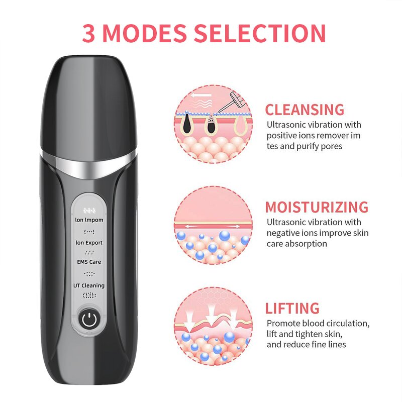 Ultrasonic Skin Scrubber - Professional Blackhead Removal Pore Cleansing Anti-aging Device