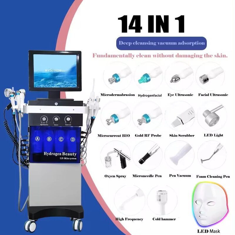 14 in 1 Hydro Facial Machine - Aqua Peeling Diamond Dermabrasion Skin Rejuvenation Device