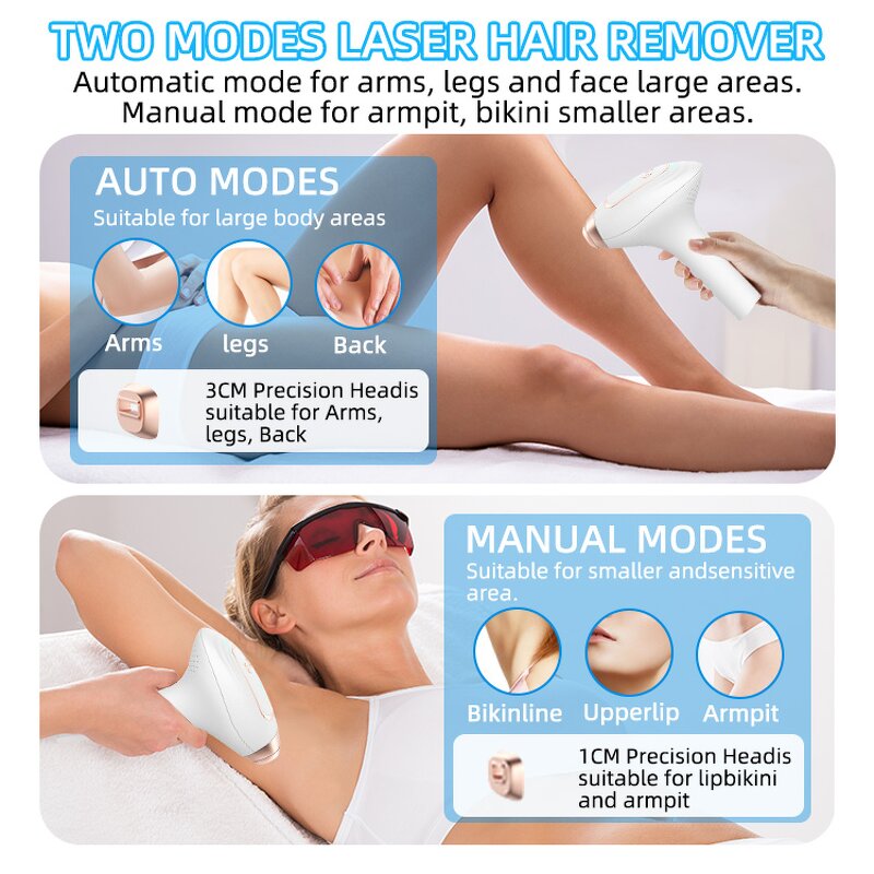 IPL Home Hair Remover - Ice Cooling 9 Levels 999000 Flashes Permanent Painless Tool