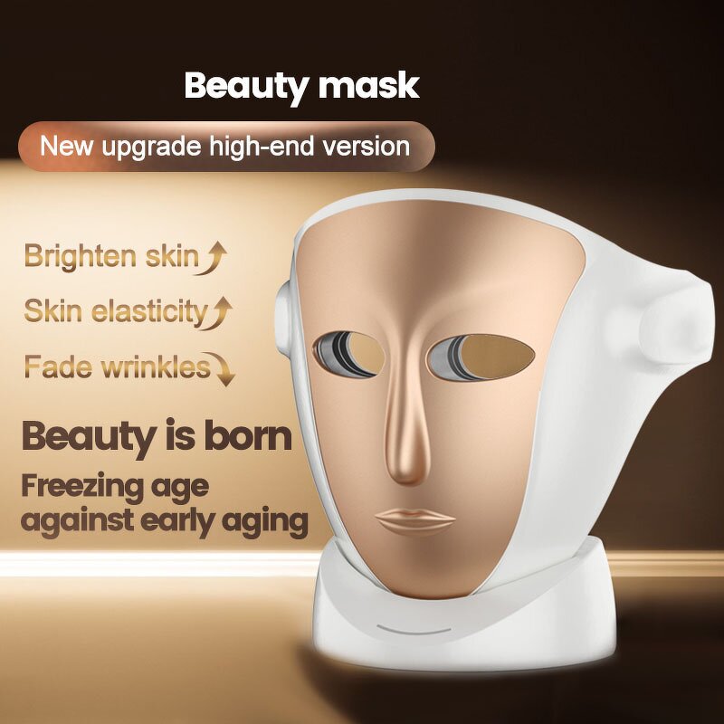 3 Color LED Facial Mask - Rechargeable 635nm Blue Orange Red Light Acne Treatment CE