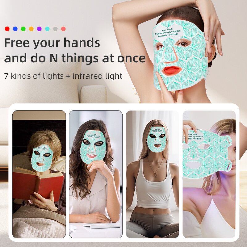 8 Color Silicon LED Mask - Home Face Care Infrared 630nm Red Light Therapy Device