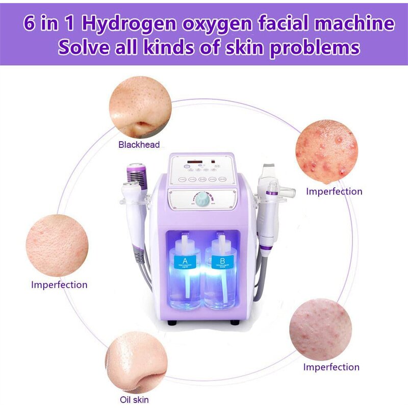 6 in 1 Microdermabrasion Machine - Portable Facial Cleansing Oxygen Jet Peel Beauty Tool