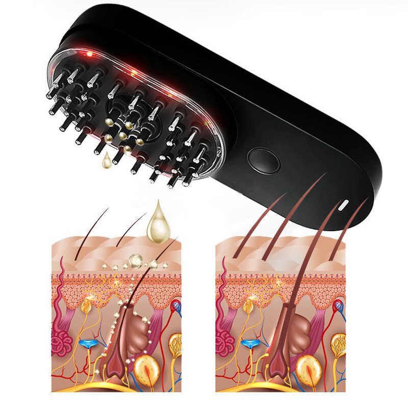 Scalp Hair Care Comb - Red Light Therapy Microcurrent Warming Serum Applicator Device