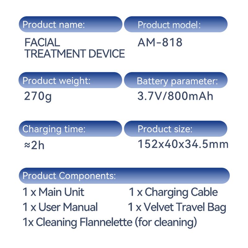 Microcurrent Skincare Wand - Portable LED Light Therapy Vibration Anti Aging Massage
