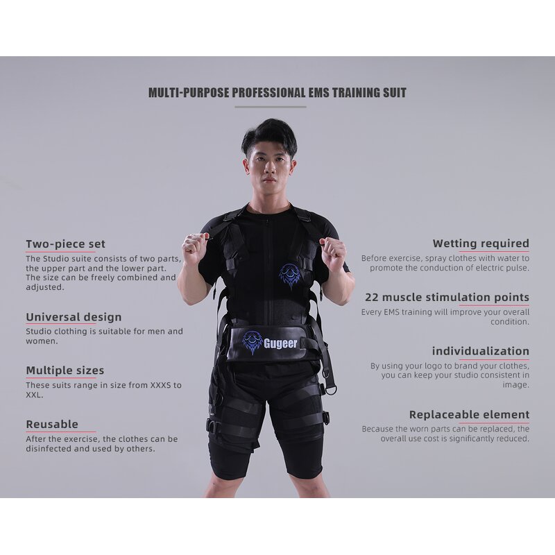 Wireless EMS Fitness Suit - Adjustable Intensity Multi Channel Electrodes Home Commercial Use