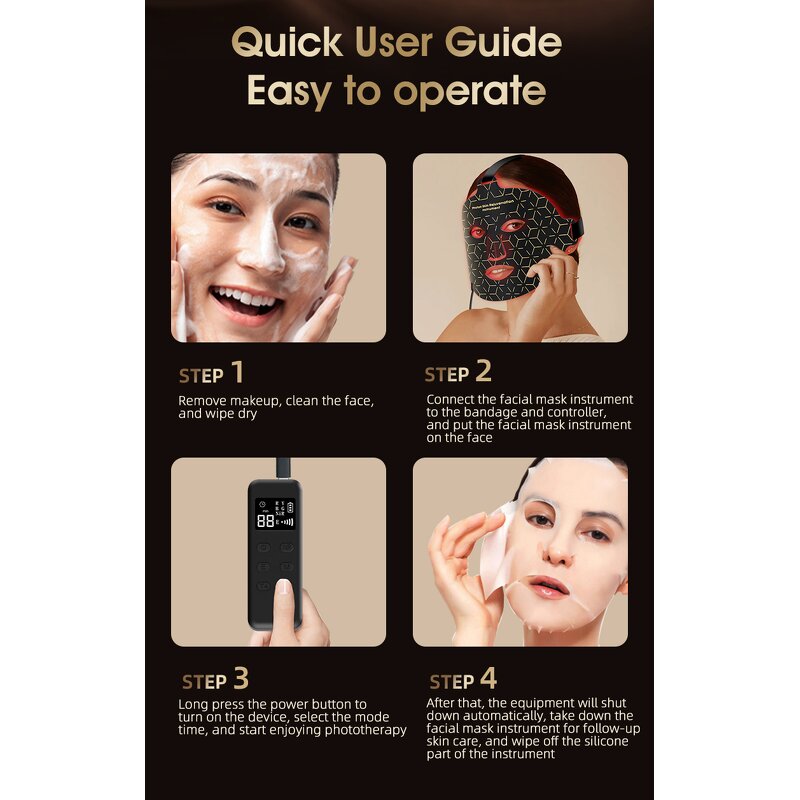 8 Light Silicone LED Mask - Customized Face Neck Red Light Therapy Whitening Rechargeable