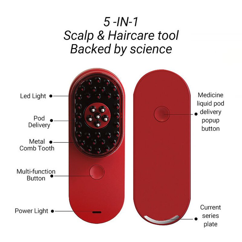 Scalp Hair Care Comb - Red Light Therapy Microcurrent Warming Massage Oil Applicator