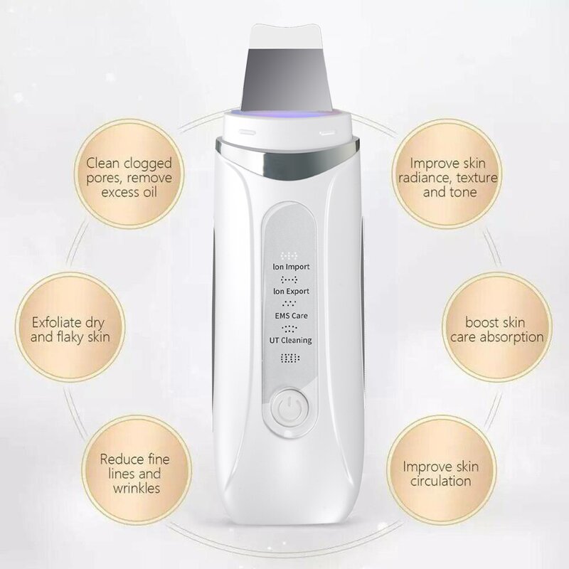 Ultrasonic Skin Spatula - Professional Heating Anti Pore Cleaner Sonic Peeling Machine