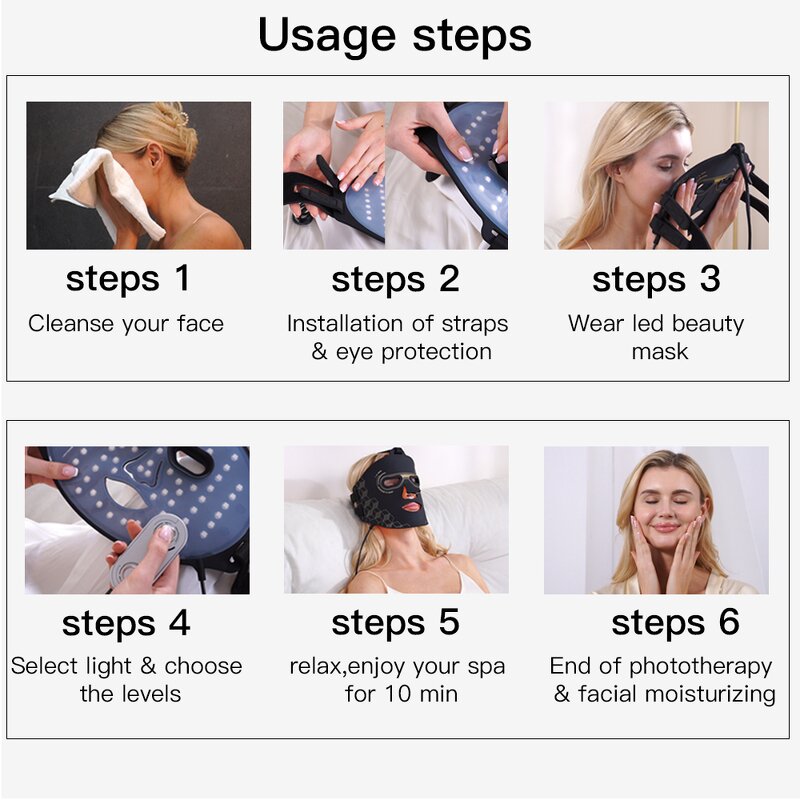 4 Color LED Facial Mask - Professional Silicone Red Light Therapy Wrinkle Removal Rejuvenation