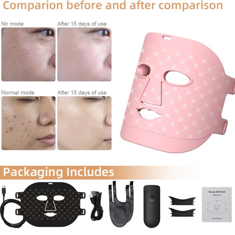 7 Color LED Light Therapy Mask - Silicone Red Light Home Use Skin Rejuvenation