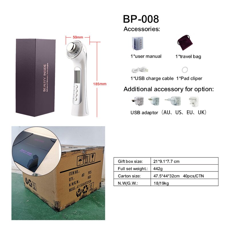 5 in 1 Beauty Gadget - Rechargeable Deep Cleansing LED Light Therapy Skin Rejuvenation