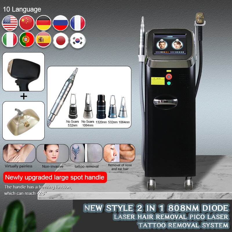 ADG 2 in 1 Laser Machine - CE New Design Nd Yag Picosecond Diode Hair Removal