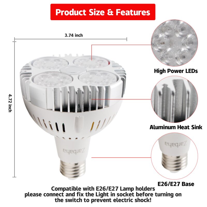 Red Light Therapy Lamp Manufacturer - Powerful E27/E26 LED 60W 660nm 850nm Aluminum Body for Skin Care Pain Relief