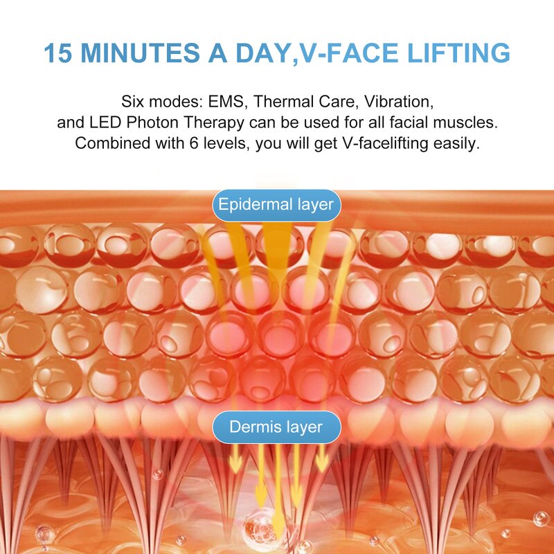 Beauty Device Manufacturer - Factory Sale EMS Red Blue Light Skin Rejuvenation Vibration Anti-Wrinkle V Face