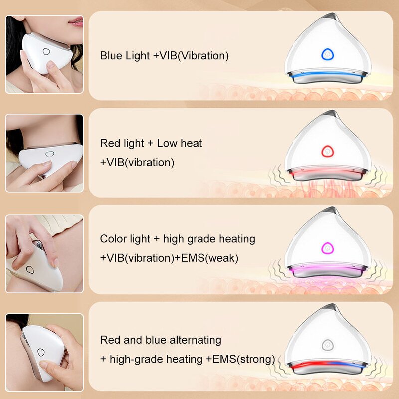 Gua Sha Device Manufacturer - New Microcurrent Heating Vibration Bio-Electric Glow Therapy Face Neck Lifting