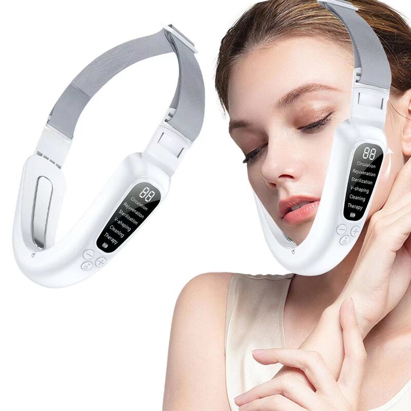 Face Slimmer Manufacturer - EMS Microcurrent V-shaped Facial Massage Hot Compress Vibration Double Chin Lifting