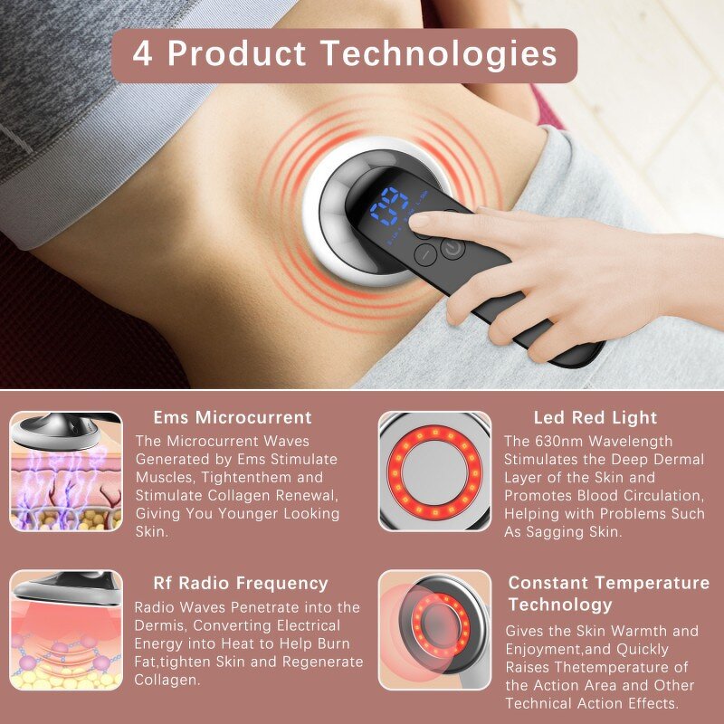 Slimming Device Manufacturer - Home Use EMS Heat Red Light 3 in 1 Handheld Electric Fat Burning Body Sculpting