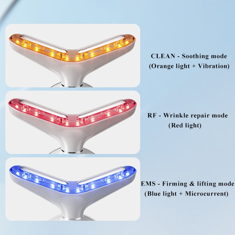 Beauty Device Manufacturer - OEM ODM 3 Color LED Light Face Tighten EMS Neck Firming Prevent Double Chin