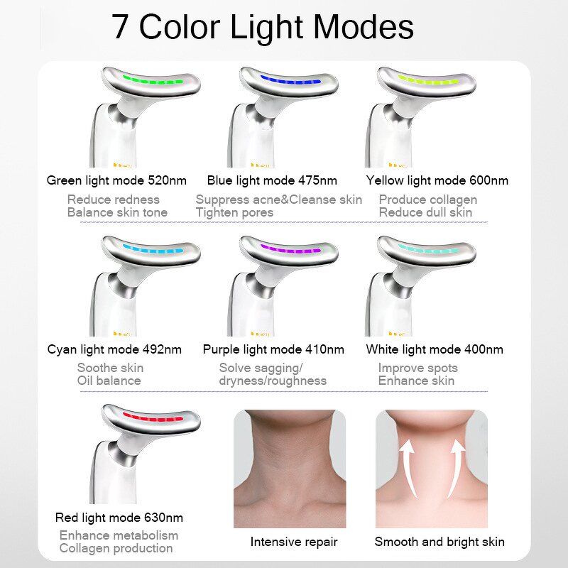 Face Massager Manufacturer - Home Use Bio-Electric Neck Lifting 7-Color Glow Therapy