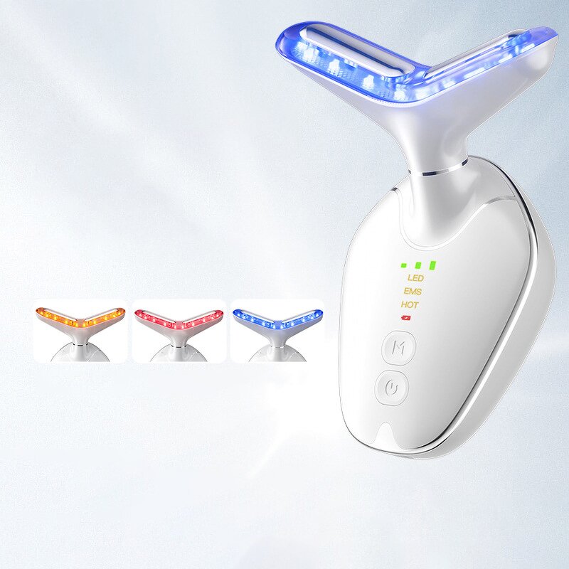 Beauty Device Manufacturer - OEM ODM 3 Color LED Light Face Tighten EMS Neck Firming Prevent Double Chin