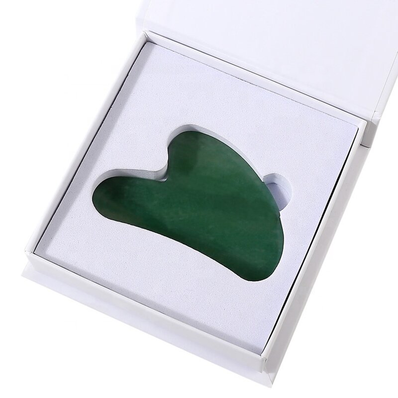 Heart Shaped Jade Gua Sha - Custom Green Body Facial Massage Tool Remote Control