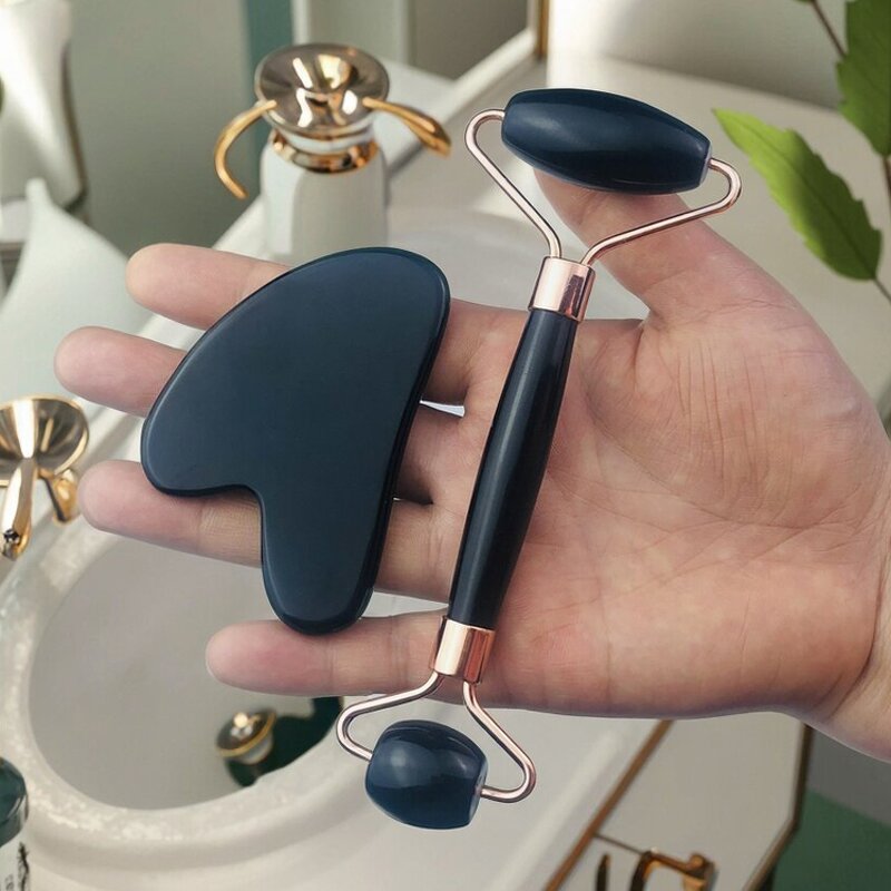 Obsidian Jade Roller - Natural Anti-Aging Face Body Eye Neck Head Massage Tool